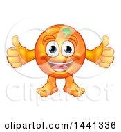 Cartoon Happy Orange Mascot Character Giving Two Thumbs Up