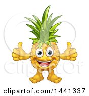 Poster, Art Print Of Cartoon Happy Pineapple Mascot Character Giving Two Thumbs Up