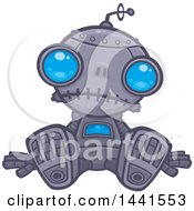 Poster, Art Print Of Depressed Blue Eyed Robot Sitting On The Ground