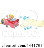 Poster, Art Print Of Valentines Day Cupid Waving And Flying An Airplane With An Aerial Banner