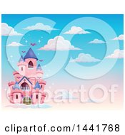 Poster, Art Print Of Pink Fairy Tale Castle In The Sky