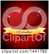 Poster, Art Print Of Red Heart With A Valentine Text Banner Over A Burst
