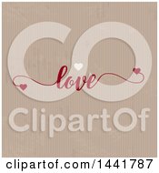 Poster, Art Print Of Cardboard Texture Background With Hearts And Love Text