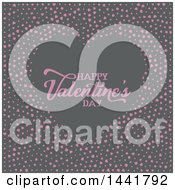 Poster, Art Print Of Heart Shaped Frame With Happy Valentines Day Text And Pink Hearts On Gray