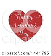 Clipart Of A Red Happy Valentines Day Heart With A Greeting On White Royalty Free Vector Illustration