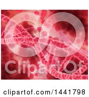 Clipart Of A 3d Red Scientific Medical Background Of A Dna Strand Royalty Free Illustration