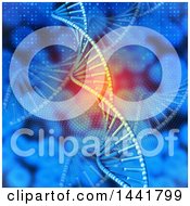 Poster, Art Print Of 3d Scientific Medical Background Of A Double Helix Dna Strand On Blue