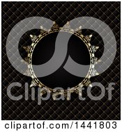 Poster, Art Print Of Round Ornate Golden Frame Over Diamonds On Black
