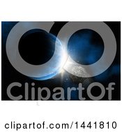 Clipart Of A 3d Asteroid Colliding With A Planet Royalty Free Illustration by KJ Pargeter