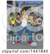 Poster, Art Print Of Group Of Angry Violent Male Rioters One Throwing A Bottle