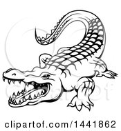 Clipart Of A Black And White Crocodile Royalty Free Vector Illustration by Vector Tradition SM