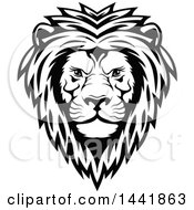 Clipart Of A Black And White Male Lion Head Royalty Free Vector Illustration by Vector Tradition SM