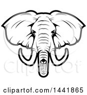 Clipart Of A Black And White Elephant Head Royalty Free Vector Illustration