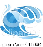 Clipart Of A Blue Splash Ocean Wave Royalty Free Vector Illustration