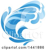 Clipart Of A Blue Splash Ocean Wave Royalty Free Vector Illustration