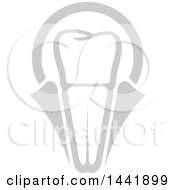 Clipart Of A Grayscale Dental Implant Tooth Logo Royalty Free Vector Illustration