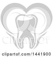 Clipart Of A Grayscale Dental Tooth Logo Royalty Free Vector Illustration