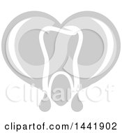 Clipart Of A Grayscale Dental Heart And Blood Tooth Logo Royalty Free Vector Illustration
