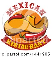 Clipart Of A Sombrero Hat With Chili Peppers And Mexican Restaurant Text Royalty Free Vector Illustration