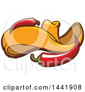 Clipart Of A Mexican Sombrero Hat With Chili Peppers Royalty Free Vector Illustration