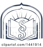 Clipart Of A Pargraph Clause Or Section Symbol Over A Legal Book And Sun Royalty Free Vector Illustration by Vector Tradition SM