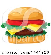 Clipart Of A Cheeseburger Royalty Free Vector Illustration