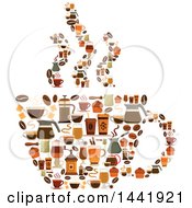 Poster, Art Print Of Steaming Cup Made Of Coffee Icons