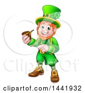 Poster, Art Print Of Cartoon Friendly St Patricks Day Leprechaun Smoking A Pipe And Pointing