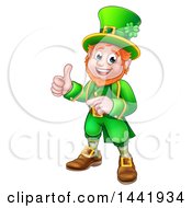 Poster, Art Print Of Cartoon Friendly St Patricks Day Leprechaun Pointing And Giving A Thumb Up