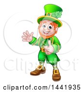 Poster, Art Print Of Cartoon Friendly St Patricks Day Leprechaun Waving And Giving A Thumb Up