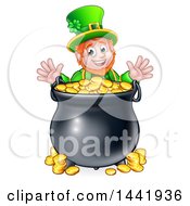 Poster, Art Print Of Cartoon Friendly St Patricks Day Leprechaun With A Pot Of Gold