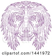 Poster, Art Print Of Mono Line Styled Purple Cocker Spaniel Dog Face