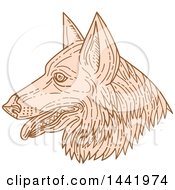 Poster, Art Print Of Mono Line Styled German Shepherd Dog Dog In Profile