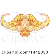 Poster, Art Print Of Mono Line Styled African Cape Buffalo Head