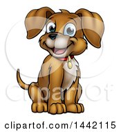 Poster, Art Print Of Cartoon Happy Puppy Dog Sitting