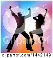 Poster, Art Print Of Silhouetted Couple Dancing Over A Colorful Burst With Stars