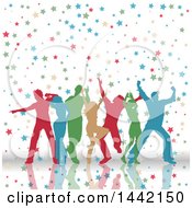 Poster, Art Print Of Group Of Colorful Silhouetted People Dancing In Stars