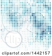 Poster, Art Print Of Background Of Blue Pixels With A Round Text Frame
