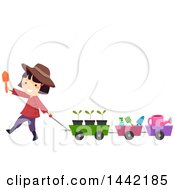 Poster, Art Print Of Girl Pulling A Wagon Of Gardening Tools