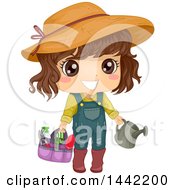 Brunette Caucasian Girl With Gardening Tools