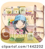 Poster, Art Print Of Sketched Witch Girl Making An Herbal Potion