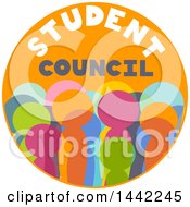 Poster, Art Print Of Round Orange Student Council Badge With Colorful Pupils