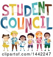 Poster, Art Print Of Group Of School Children Under Student Council Text