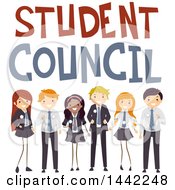 Poster, Art Print Of Group Of Teenage School Children Under Student Council Text
