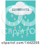Poster, Art Print Of Consonants Cloud With Rain Letters