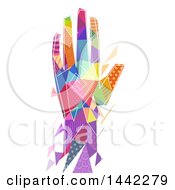 Clipart Of A Colorful Patterned Geometric Hand On A White Background Royalty Free Vector Illustration by BNP Design Studio