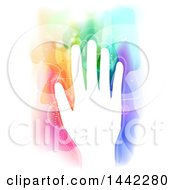 White Silhouetted Hand With Colorful Magical Energy