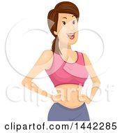 Clipart Of A Fit Brunette Caucasian Woman Posing In A Sports Bra Royalty Free Vector Illustration
