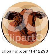 Clipart Of A Cow Head In A Brown Circle Royalty Free Vector Illustration
