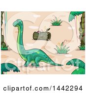 Poster, Art Print Of Brontosaurus Dinosaur In A Prehistoric Landscape